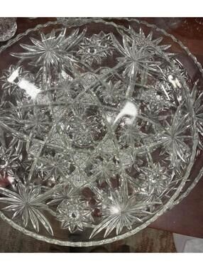 2 Anchor Hocking Early American Prescut platter in the Star of David pattern